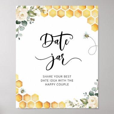 Watercolor bee date night ideas. Date jar bridal Poster
