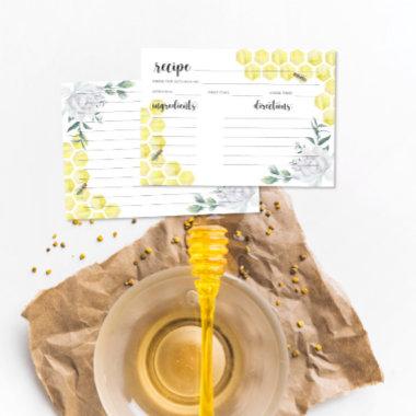 Watercolor bee floral - recipe Invitations