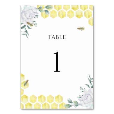 Watercolor bee floral - wedding table number