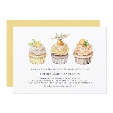 Watercolor Berry and Citrus Cupcakes Tea Party Invitations