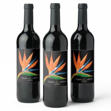 Watercolor Bird of Paradise Wine Label