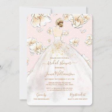 Watercolor Blonde Bride Magnolia Bridal Shower Inv Invitations