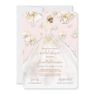 Watercolor Blonde Bride Magnolia Bridal Shower Inv Invitations