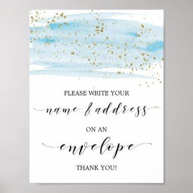 Watercolor Blue and Gold Address An Envelope Sign