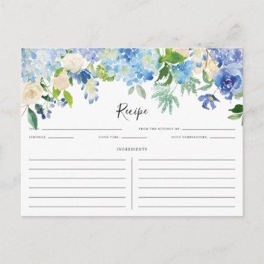 Watercolor Blue and Purple Hydrangeas Recipe Invitations