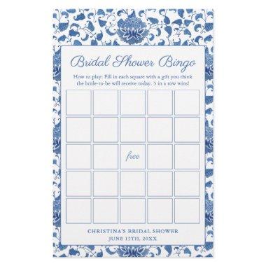 Watercolor Blue And White  Bingo Game