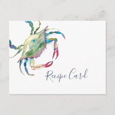 Watercolor Blue Crab Recipe Invitations