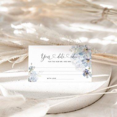 Watercolor Blue floral Date night ideas. Date jar Enclosure