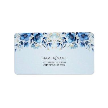 Watercolor Blue Flowers Address Label