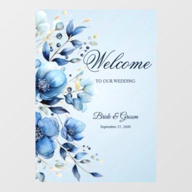 Watercolor Blue Flowers Wedding Wall Decal