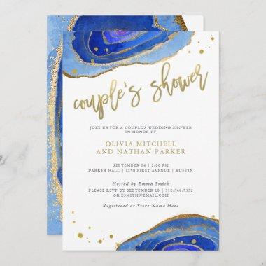Watercolor Blue Geode with Gold | Couples Shower Invitations