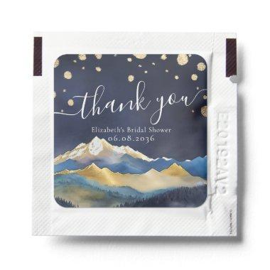 Watercolor Blue Green Gold Mountains  Hand Sanitizer Packet