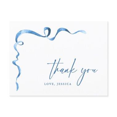 Watercolor Blue Hand Drawn Bow Thank You Post