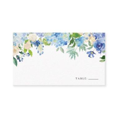 Watercolor Blue Hydrangea and Ivory Roses Floral Place