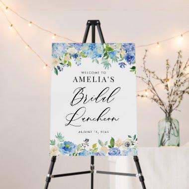 Watercolor Blue Hydrangea Bridal Luncheon Welcome Foam Board