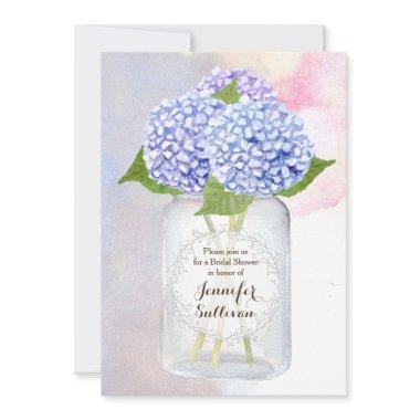 Watercolor Blue Hydrangea Mason Jar