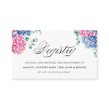Watercolor Blue & Pink Hydrangea Wedding Registry Enclosure