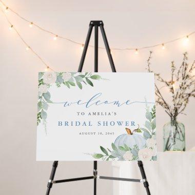 Watercolor Blue Pumpkin Fall  Welcome Foam Board