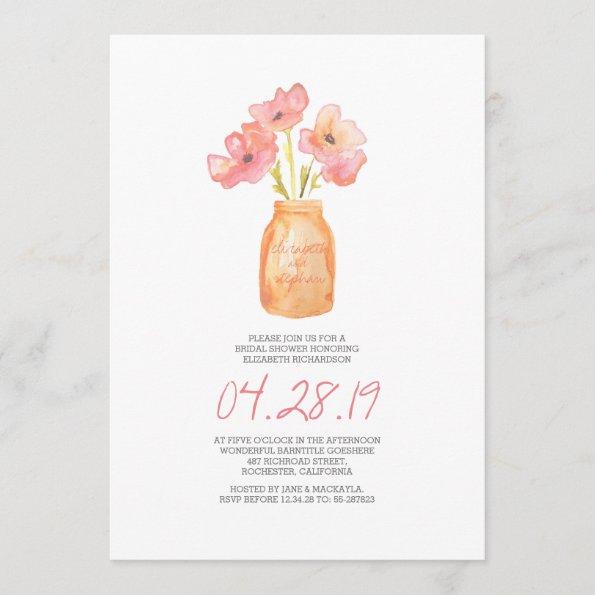 watercolor blush floral bridal shower Invitations