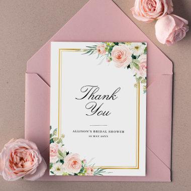 Watercolor blush floral bridal shower thank you Invitations