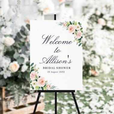 watercolor blush floral bridal shower welcome sign