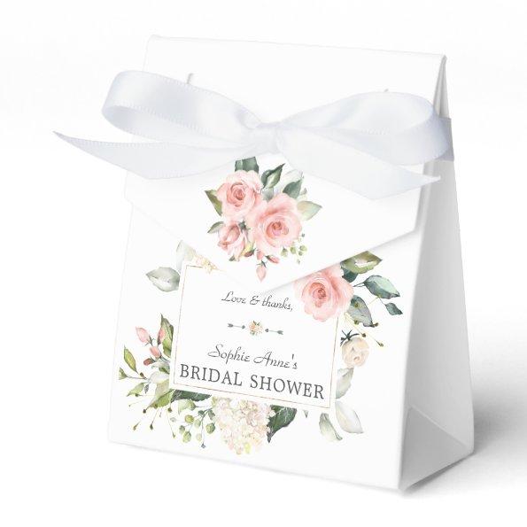 Watercolor Blush Flowers Gold Bridal Tea Party Favor Box