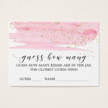 Watercolor Blush & Gold Guess How Many Kisses Invitations