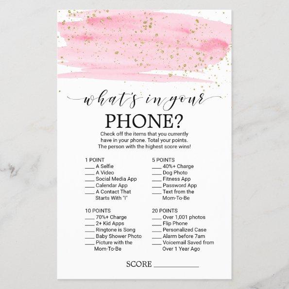 Watercolor Blush & Gold What's In Your Phone Game