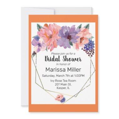 Watercolor Blush Lavender Blue Gold Frame