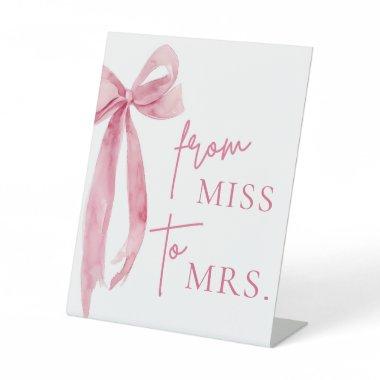 Watercolor Blush Pink Bow From Miss to Mrs. Sign