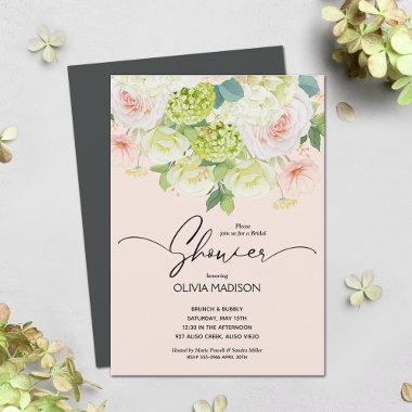 Watercolor Blush Pink Floral Bridal Shower Invitations