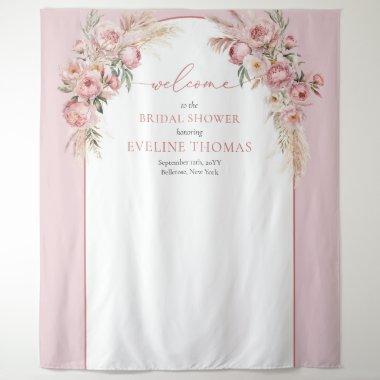 Watercolor blush pink flowers boho Bridal Shower Tapestry