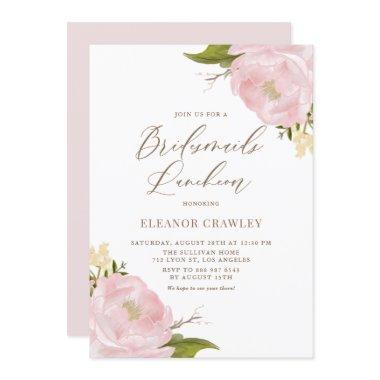 Watercolor Blush Pink Peony Bridesmaids Luncheon