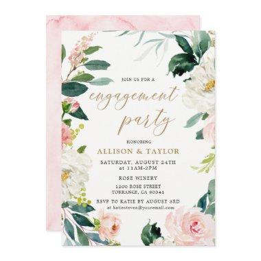 Watercolor Blush Rustic Engagement Party Invitations