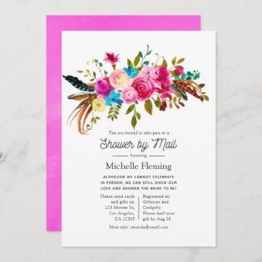 Watercolor Boho Chic Floral Bridal Shower by Mail Invitations