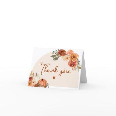 Watercolor Boho Fall Pumpkin Autumn Floral Thank You