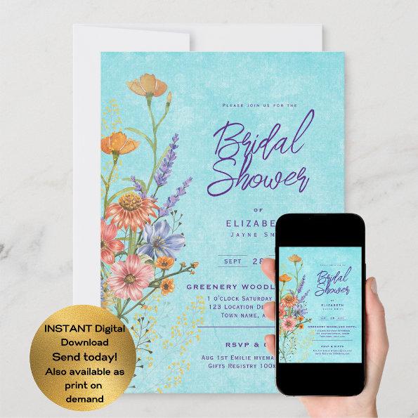 Watercolor Boho Floral Wildflowers