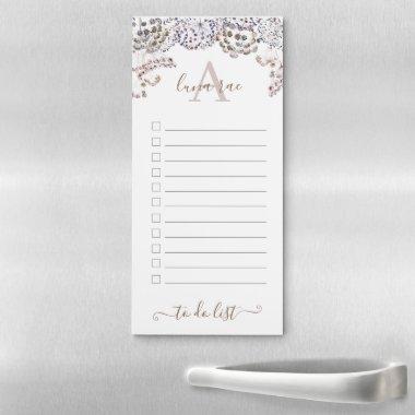 Watercolor Boho Monogrammed Magnetic Notepad