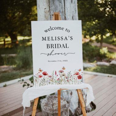 Watercolor Boho Wildflower Bridal Shower Welcome Poster