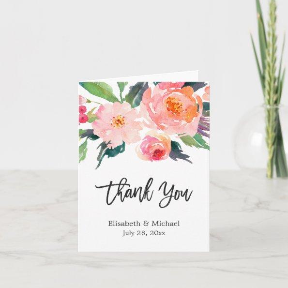 Watercolor Botanical Floral Calligraphy Thank You