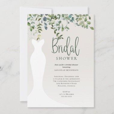 Watercolor Botanical Greenery Bridal Shower Invitations