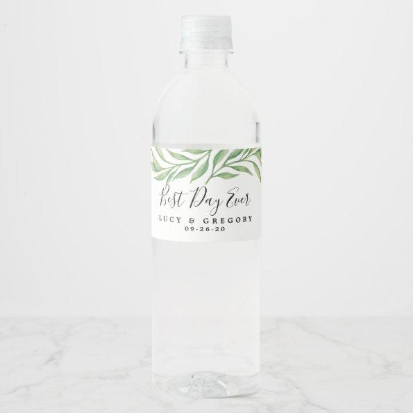 Watercolor Botanical Leaves | Wedding Water Bottle Label