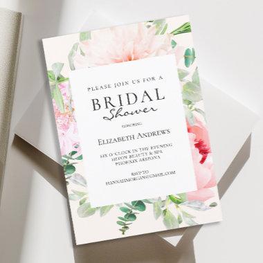 Watercolor Botanical Spring Bridal Shower Invitati Invitations