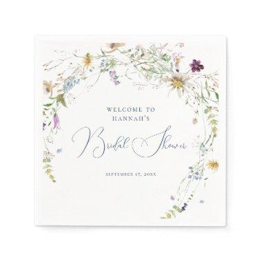 Watercolor Botanical Wildflower Bridal Shower Napkins