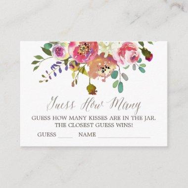 Watercolor Bouquet Guess How Many Kisses Invitations
