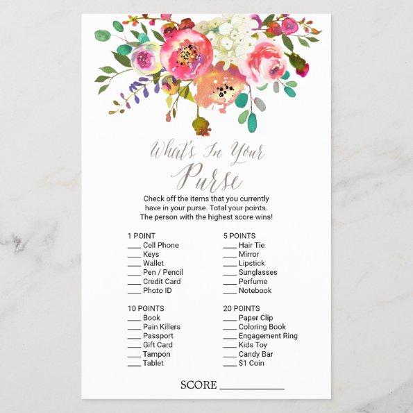 Watercolor Bouquet "What's In Your Purse" Game