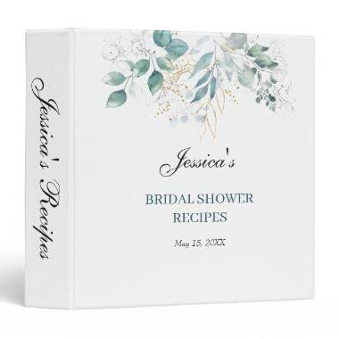 Watercolor Bridal Recipe 3 Ring Binder