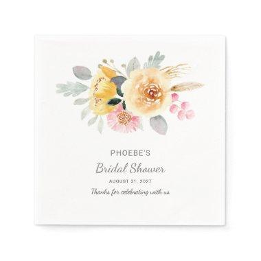 Watercolor Bridal Shower Floral Modern Botanical Napkins