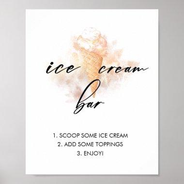 Watercolor Bridal Shower Ice Cream Bar Sign
