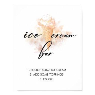 Watercolor Bridal Shower Ice Cream Bar Sign